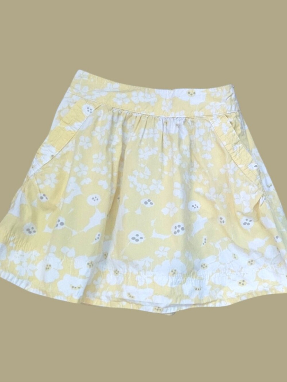 Okaidi Girl's Yellow and White Floral  A-line Skirt